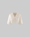 ROVENTE Cropped V-Neck Shaggy Fur Jacket