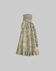 DOINDULGE Strapless Smocked Ruffle Maxi Dress