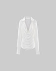 0122stepll Draped Cowl Neck Knit Long Sleeve Top