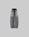 0122stepll Contrast Panel Wide Leg Denim Pants
