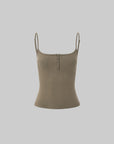 IAMXIAA Ribbed Button Fitted Camisole Top