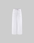 0122stepll Contrast Stitch Wide Leg Denim Pants