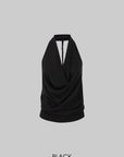 IAMXIAA バックレスドレープハルターニットトップ