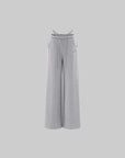 WARDEN EDGE Minimal Lounge Three Piece Set with Zip-Up Hoodie, Striped Cropped Camisole and Wide Leg Sweatpants