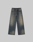 IAMXIAA Jean en denim à jambe large effet vintage