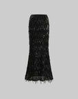 ROVENTE Statement Sequin Fringe Maxi Skirt for Evening Glamour