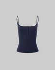 IAMXIAA Ribbed Button Fitted Camisole Top