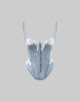 WARDEN EDGE Lace Trim Satin Corset Top