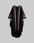 DOINDULGE Embroidered Long Kimono Coat with Flowing Silhouette and Contrast Details