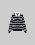 WARDEN EDGE Black Striped Polo Knit T-Shirt - PINKPARKS