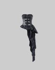 WARDEN EDGE Plaid Graphic Asymmetrical Draped Corset Top