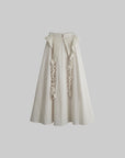 DOINDULGE Sculptural Ruffle Panel High-Waist Long Skirt