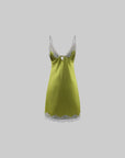ROVENTE Lace Trim Satin Mini Dress