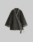 DOINDULGE Jacquard Trim Wrap Jacket