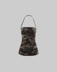 0122stepll Haut corset dos nu à bretelles camouflage