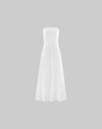 0122stepll Robe longue bustier en satin dos nu