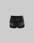 Rase le sol Distressed Studded Low-Rise Denim Shorts