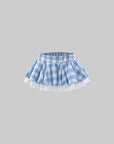 WARDEN EDGE Gingham Lace-Layered Bubble Mini Skirt