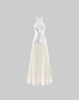 ROVENTE Sequin Halter Chiffon Maxi Dress