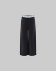 Hydrae Contrast Foldover Waist Drawstring Low Rise Wide Leg Pants
