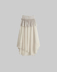 DOINDULGE Layered Ruffle Asymmetric Hem Striped Maxi Skirt