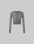 IAMXIAA Sheer Argyle Fuzzy Knit Cardigan