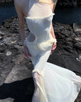 RASE LE SOL Ruffled Open-Waist Mermaid Dress