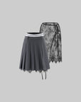 0122stepll Layered Pleated Mini Skirt Set