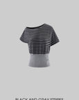 Rase le sol Off-Shoulder Striped Paneled Waist Top