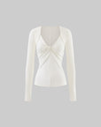 Rase le sol Twisted V-Neck Fitted Long Sleeve Top