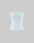 Hydrae Textured Floral Embossed Strapless Corset Top