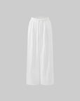 ROVENTE White Linen Wide-Leg Pants with Elastic Waist - PINKPARKS