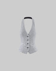0122stepll Striped Halter Tailored Knit Vest