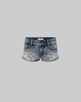 IAMXIAA Low Rise Distressed Denim Micro Shorts