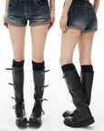IAMXIAA Washed Low Rise Denim Shorts