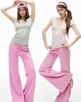 IAMXIAA Low-Rise Drawstring Wide Leg Sweatpants
