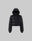 WARDEN EDGE Oversized Hooded Cropped Puffer Jacket with Detachable Sleeves and High Neck