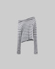 Rase le sol Asymmetric Striped Off-Shoulder Long Sleeve Top