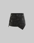Rase le sol Mid-Low Rise Distressed Faux Leather Asymmetrical Mini Skirt - PINKPARKS