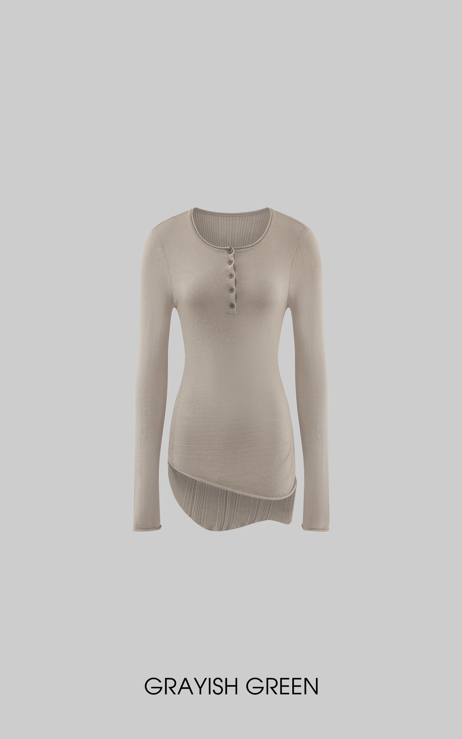 WARDEN EDGE Asymmetric Hem Ribbed Knit T-Shirt