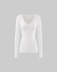 Hydrae Sheer V-Neck Second-Skin Long-Sleeve Top