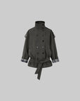 IAMXIAA Veste trench vintage à double boutonnage et col montant