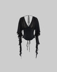 ROVENTE Sheer Drape Corset Top