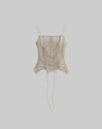 DOINDULGE Antique Lace Corset Camisole Raw Edge Asymmetric Hem Top