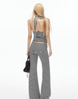 IAMXIAA Striped Halter Neck Flare Pants Set