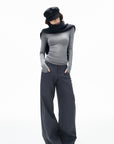 IAMXIAA Low-Rise Tailored Extra Wide-Leg Pants with Minimal Welt Pocket Details
