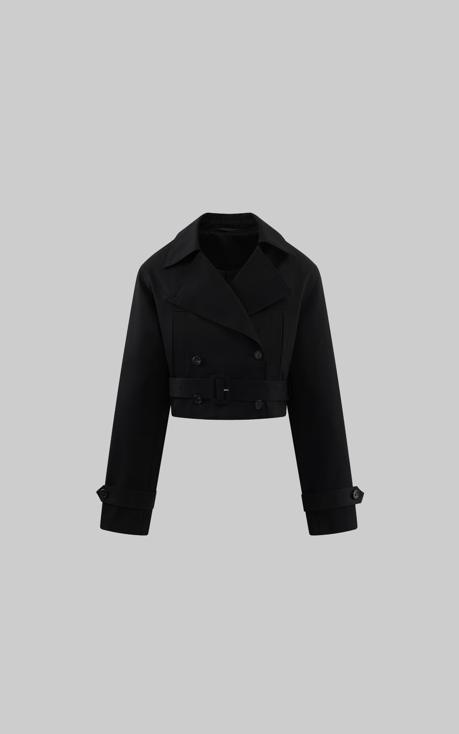 ROVENTE Cropped Belted Trench Jacket