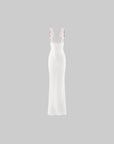 ROVENTE Lace-Trim Lace-Up Satin Maxi Dress