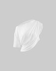 WARDEN EDGE Asymmetric Draped One-Shoulder Ruched Crop Top