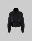 WARDEN EDGE High Collar Belted Peplum Jacket